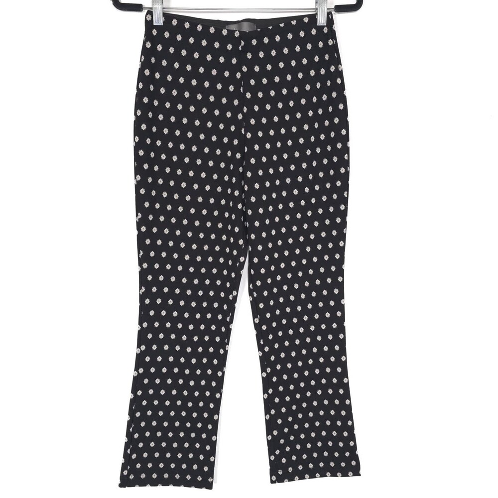 ANTHROPOLOGIE Women's Pants XS Black Floral Stretch Straight Flare Bootcut Boho